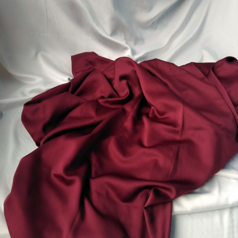 Rok Lilit Polos Satin Silk Premium Wrap skirt  Free ring-Maroon