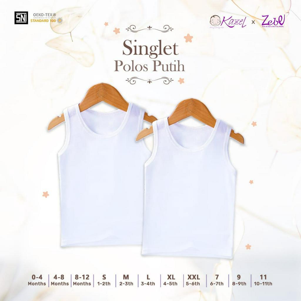 Kazel x Zebe Singlet &amp; Tanktop Polos Putih Satuan