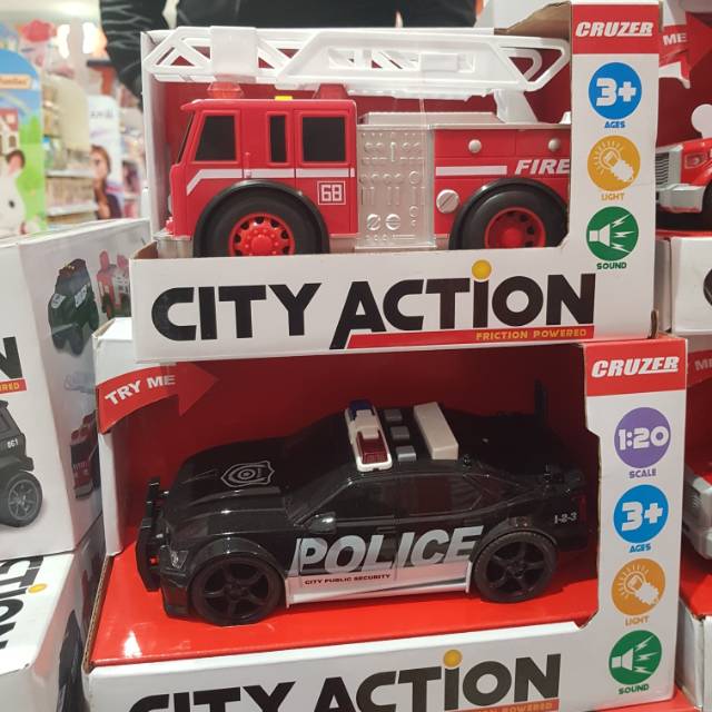 Cruzer City Action Real Ori Ambulance
Fire Truck 
Police Car. 
Airplane
Helicopter