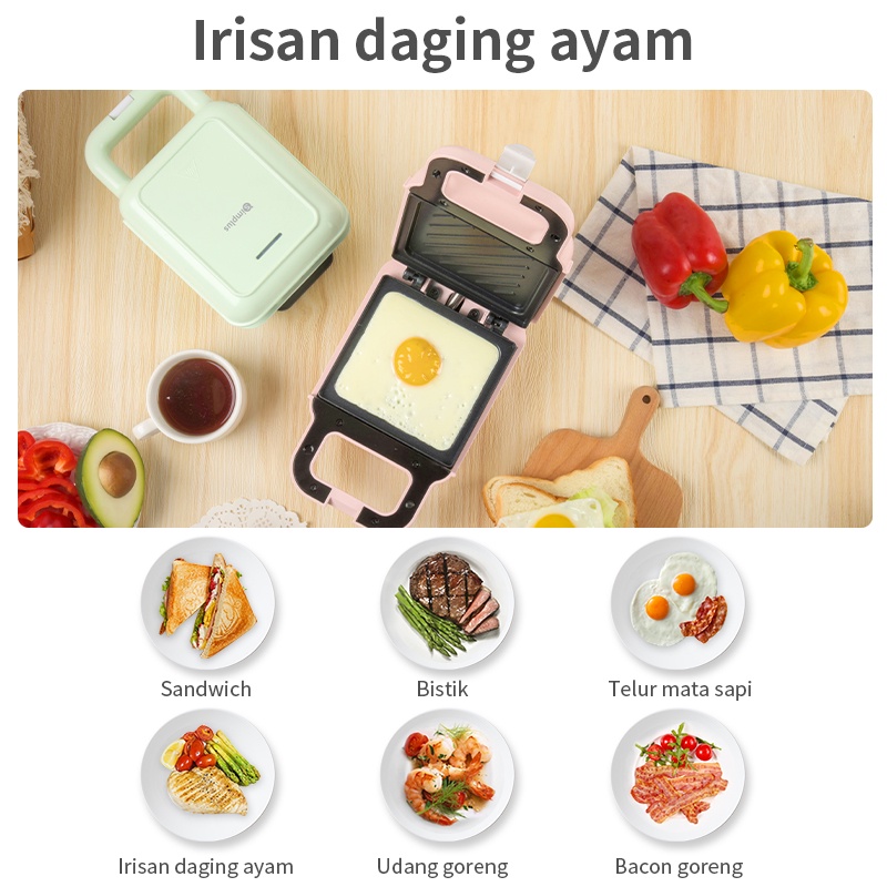 【COD】Sandwich Maker Multifungsi Sandwich Toaster Pemanggang Roti 650W Portabel