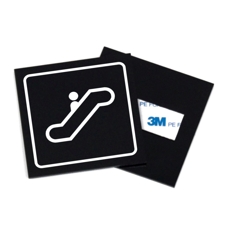 Promo signage eskalator - papan tanda eskalator - tangga - sign board akrilik Murah