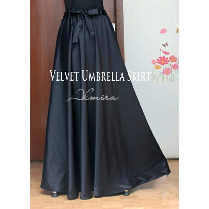 COD - Rok Panjang Payung Wanita Muslim Pesta Velvet Umbrella Skirt - Abeela