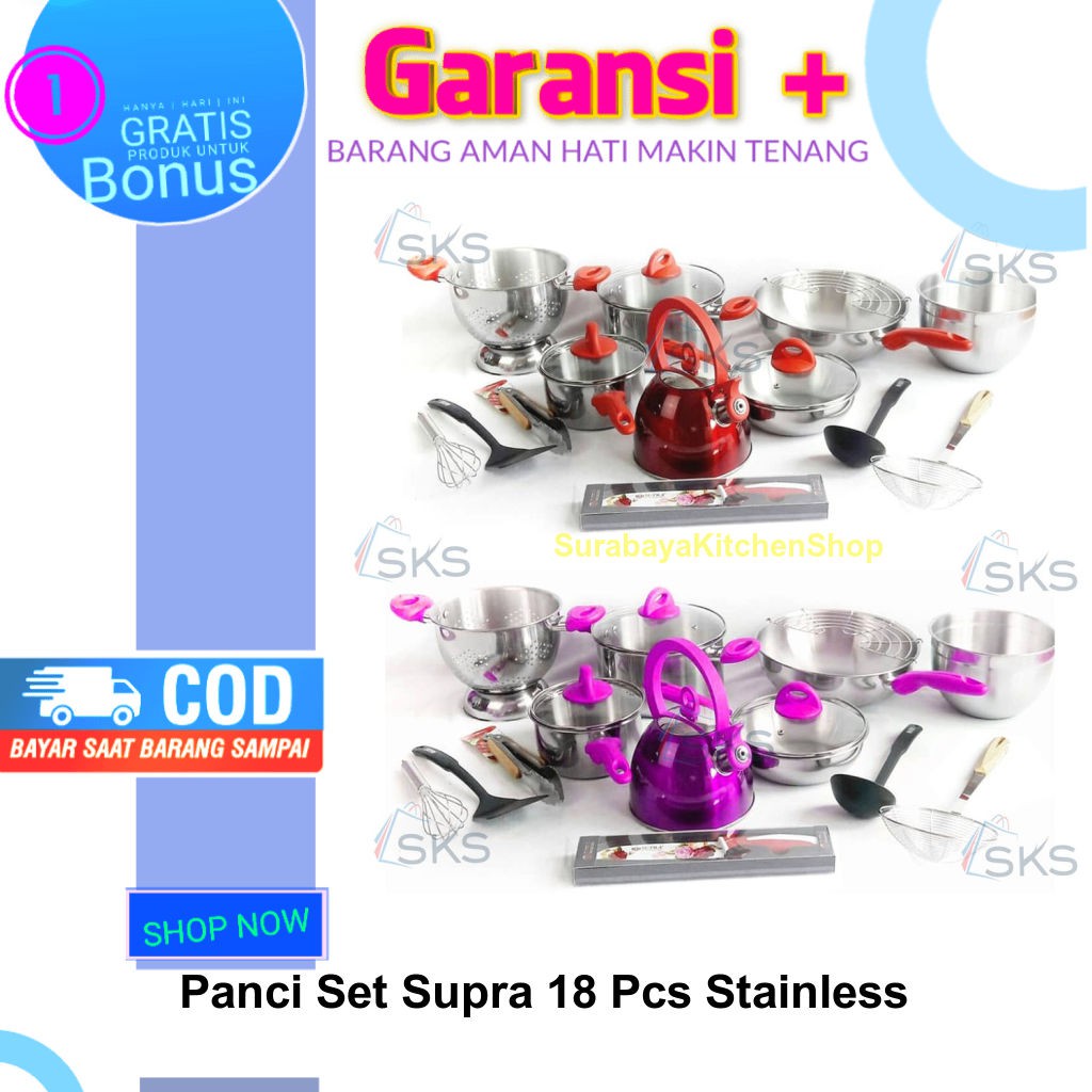 Panci Set Supra 18 Pcs - Alat Masak Supra Set