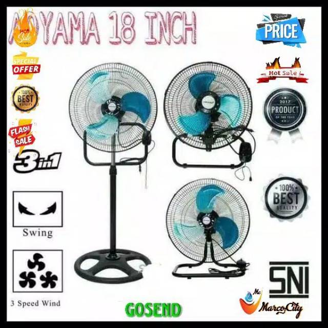 Aoyama Kipas Angin Besi 18&quot; | Kipas Tornado 3 in 1