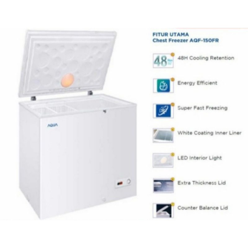 CHEST FREEZER AQUA AQF-150 FR , FREEZER BOX DAGING ICE CREAM