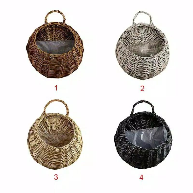Pot tempel dinding Rotan/pot gantung keranjang rotan