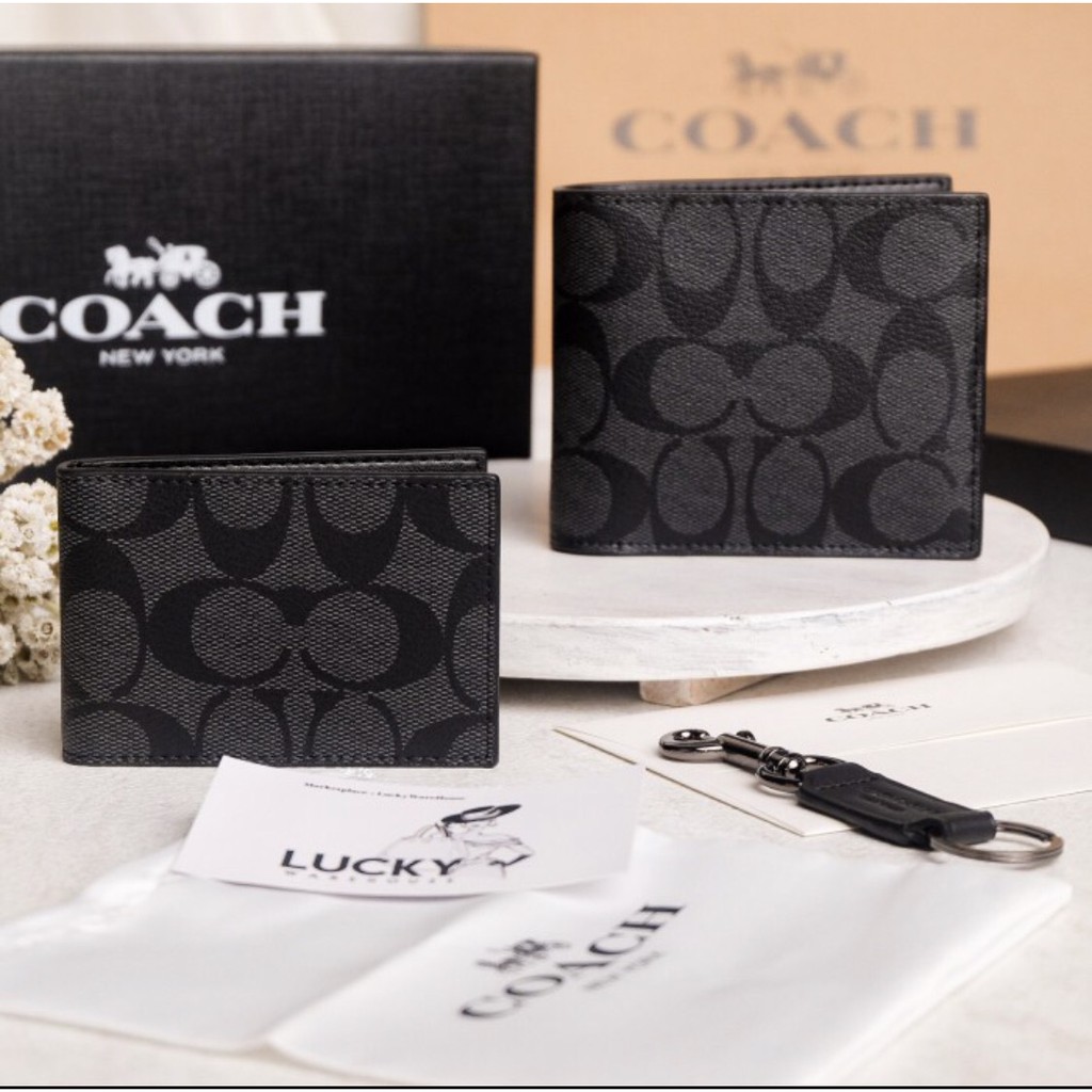 Coach Compact ID Signature Wallet + Card Holder BNIB 1000% Authentic