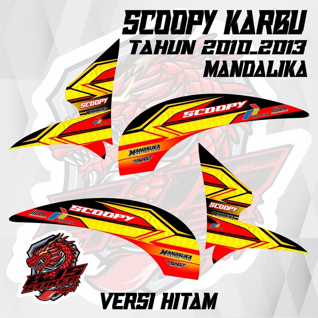 Striping scoopy karbu - Stiker Decal scoopy karbu 2010-2013 mandalika versi hitam