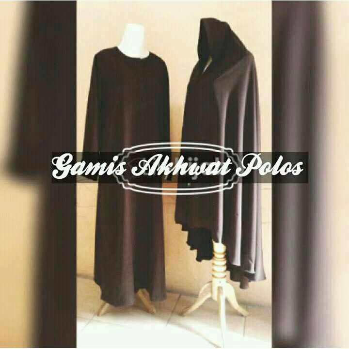 PROMO Gamis Akhwat Polos Coklat Tua plus Cadar