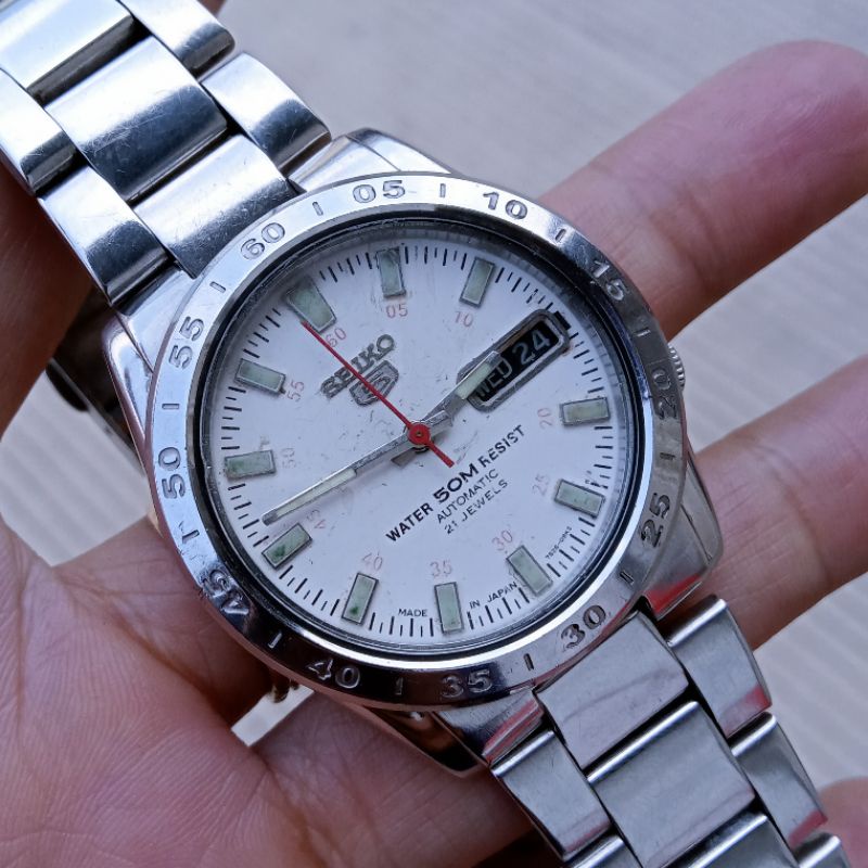 Seiko5 Automatic cal 7s26 Military White Dial Backcase Transparan