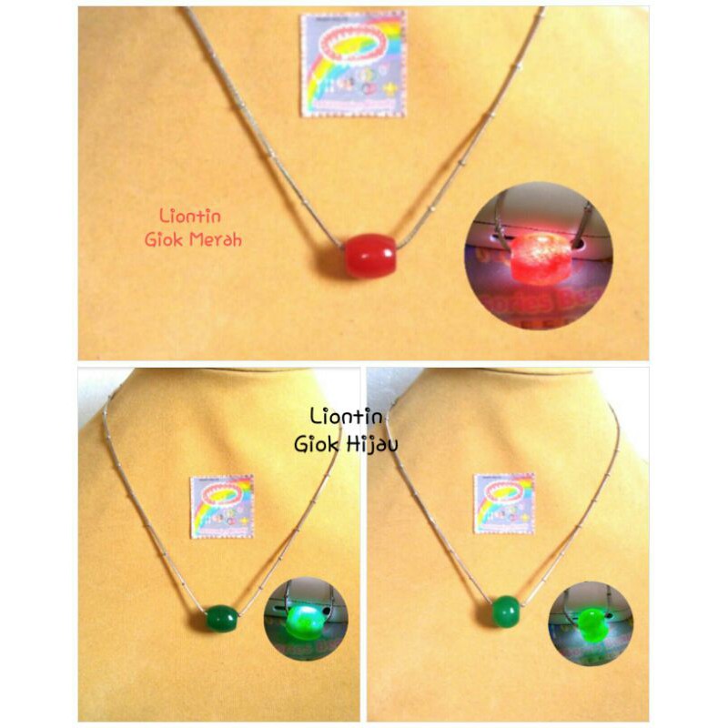 Kalung Liontin Giok Taiwan Hijau Tua Natural Batu Berserat