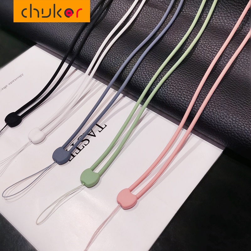 Tali Lanyard Panjang Bahan Silikon Warna Permen Untuk iphone huawei samsung redmi xiaomi