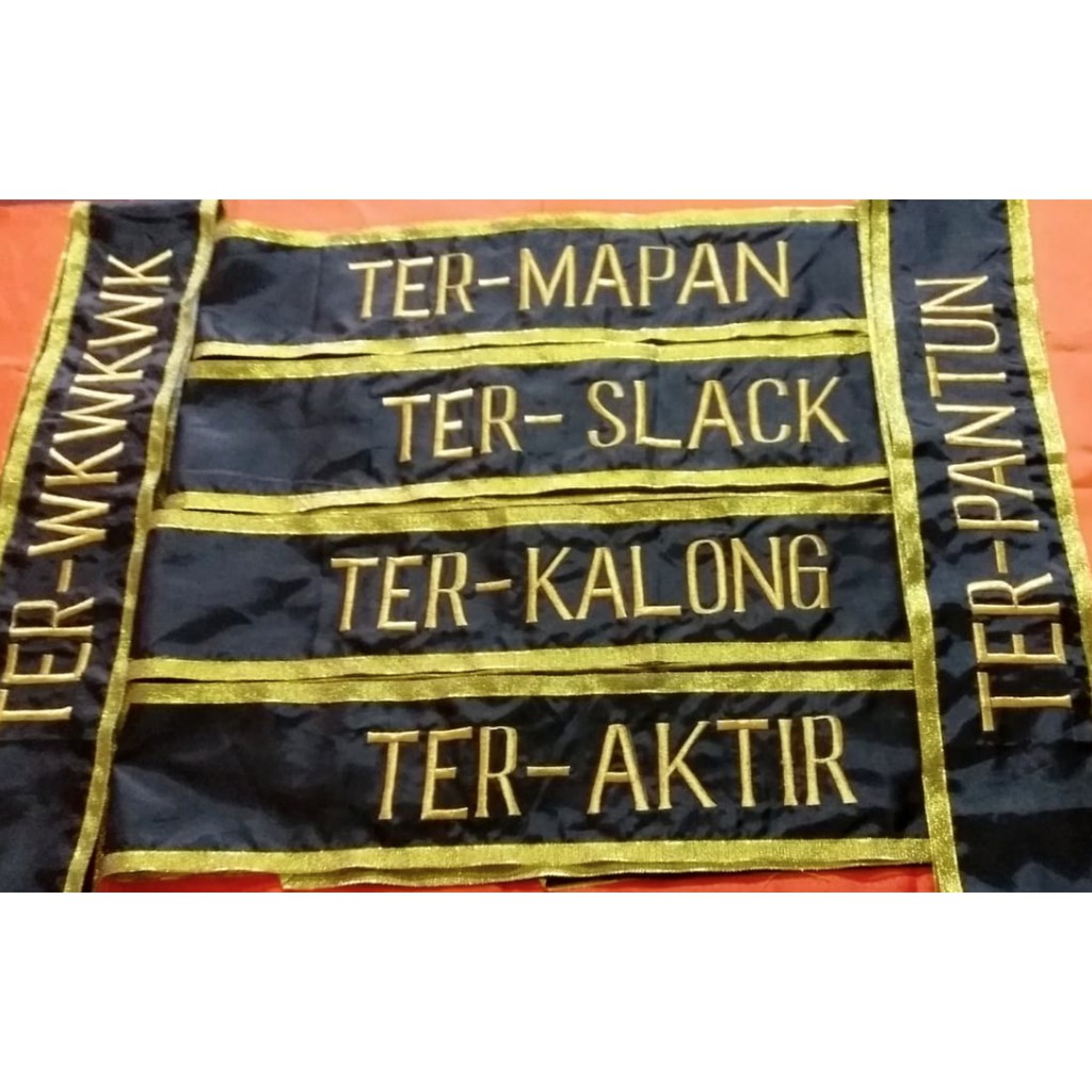 Selempang wisuda Satin Peles FULL BORDIR CUSTOM TULISAN list pita