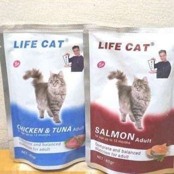 life cat sachet Adult Chiken & salmon 85 Gram- Wed food Life cat adult