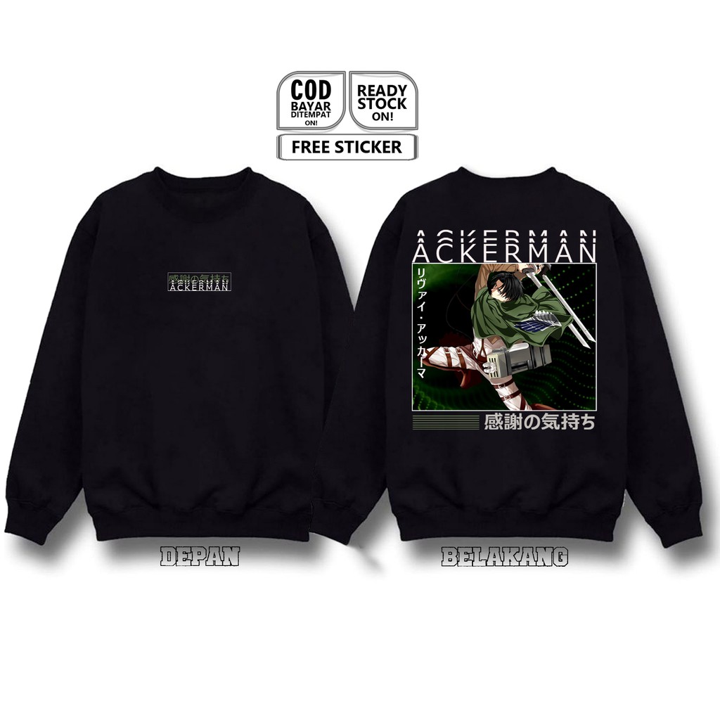 SWEATER CREWNECK LEVI ACKERMAN RIVAI AKKAMAN ATTACK ON TITAN  (リヴァイ・アッカーマン LEGION PASUKAN BERSENJATA