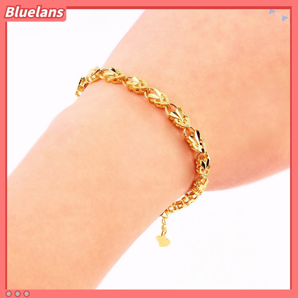 Gelang Rantai Liontin Hati Warna Emas Untuk Wanita