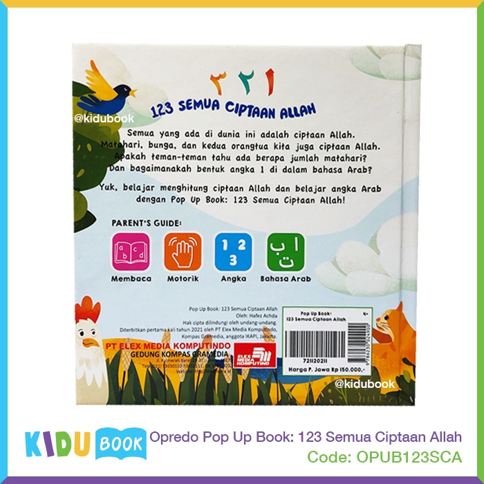 Buku Cerita Bayi dan Anak Opredo Pop Up Book: 123 Semua Ciptaan Allah Kidu Toys