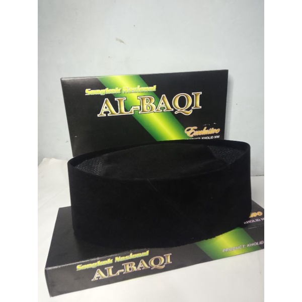 PECI SONGKOK POLOS AC HITAM TINGGI 9CM,KOPYAH POLOS AC,PECI ALBAQI
