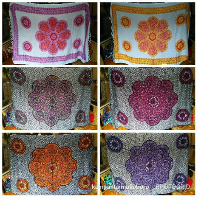 KAIN PANTAI BALI MOTIF LOTUS DAN KOIN