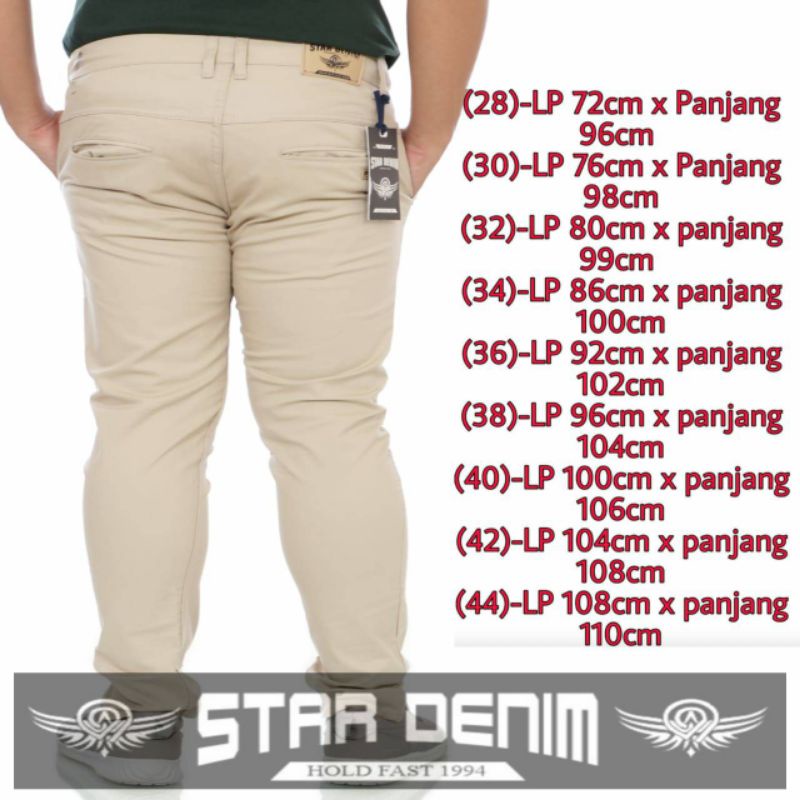 Celana Chino Panjang Pria Jumbo Star Denim Terbaru / Celana Chinos Pria / Celana Kantor Pria / Celana Chino Panjang Terlaris Distro Bandung