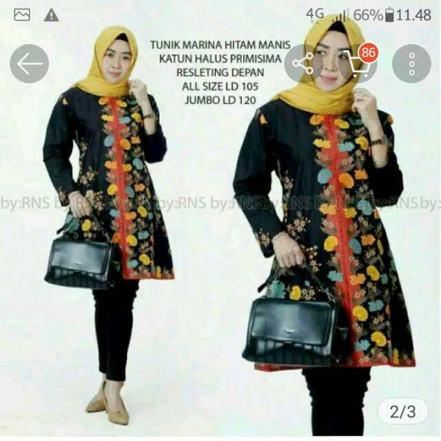KHUSUS JUMBO Tunik Cibulan Hitam Manis Bunga Floral Batik