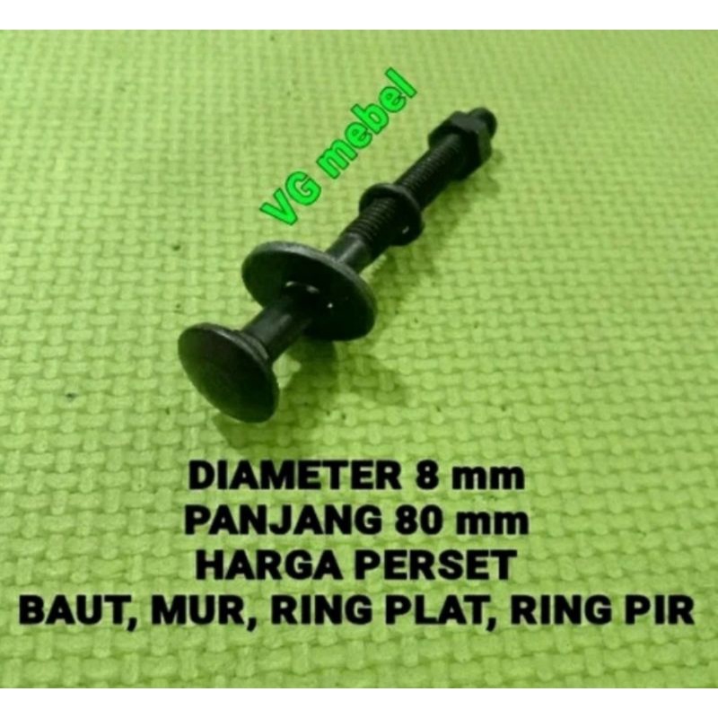 Baut Mur Bemper CB 8 x 80 mm - Baut Bumper 5/16 x 3½" - Baut Payung Pagar