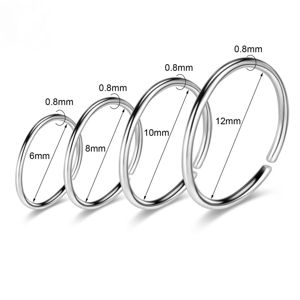 4-24pcs 6 / 8 / 10 / 12mm Cincin Tindik Hidung Bentuk C Bahan Stainless Steel