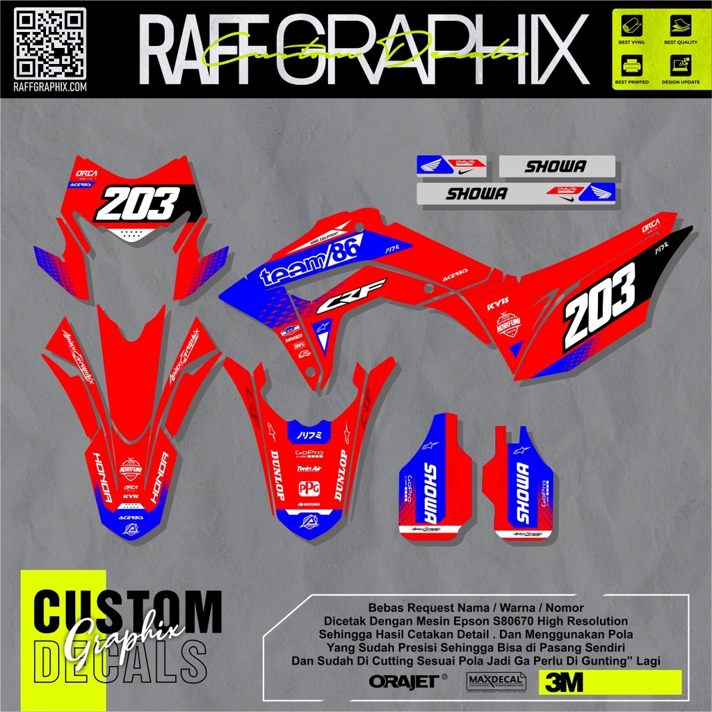 decal crf 150 merah decal honda crf 150 motif team 86 decal crf simple
