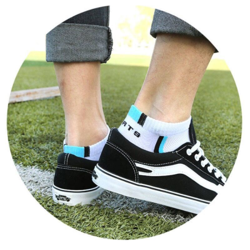 ❀ Chingu ❀ KK007 Kaos Kaki (Tanpa Kemasan) Pria Tipis Pendek Semata Kaki Motif Garis Olahraga Fashion Korea Sock Import Murah