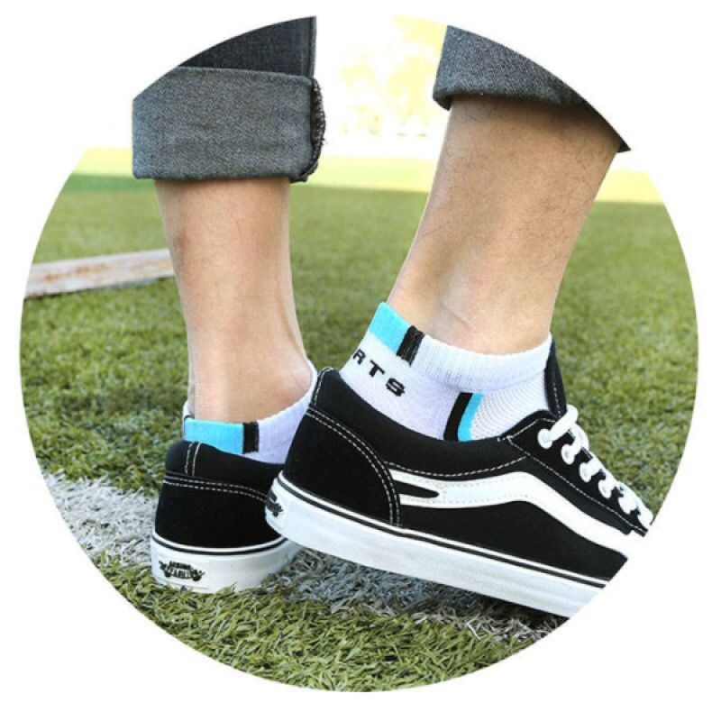 𝗘𝗕𝗦 ✅ KK007 Kaos Kaki (Tanpa Kemasan) Pria Tipis Pendek Semata Kaki Motif Garis Olahraga Fashion Korea Sock Import Murah