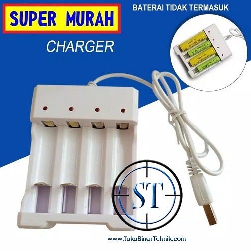 Charger Baterai USB Plug 4 slot for AA AAA Case Casan Battre Battery Batre A2 A3 5V isi 4 Isi Ulang Batrei Jam