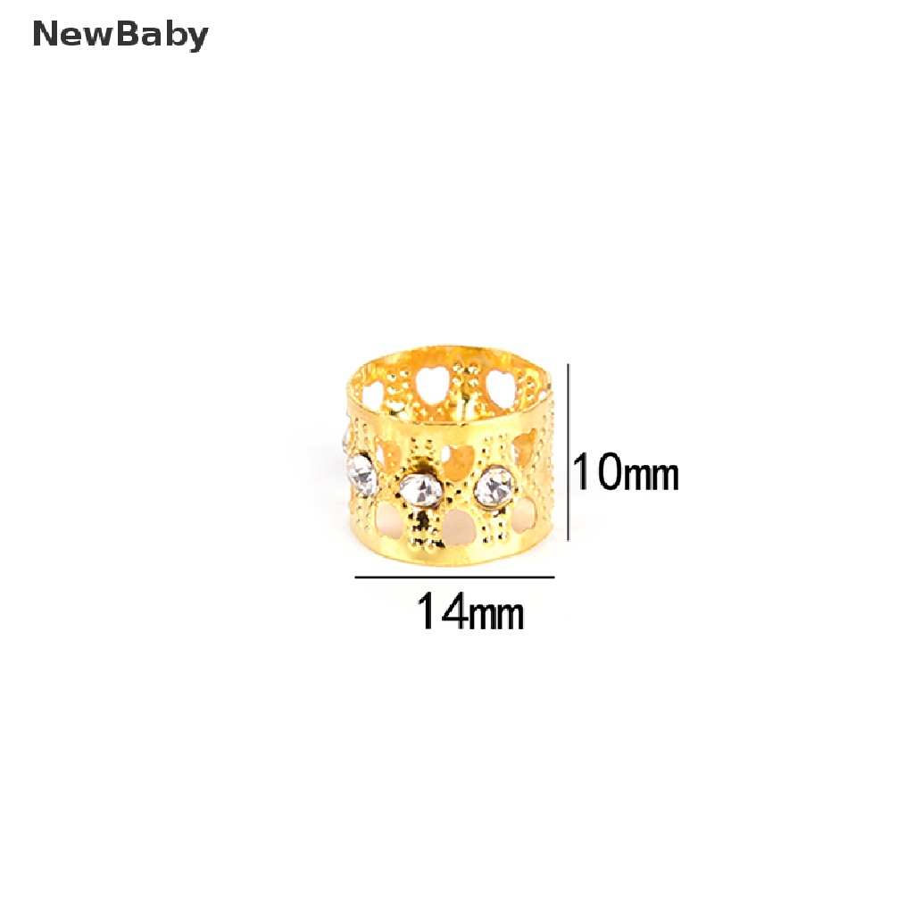 Newbaby 10Pcs Cincin Rambut Kepanggimbal Hias Berlian Imitasi Untuk Wanita