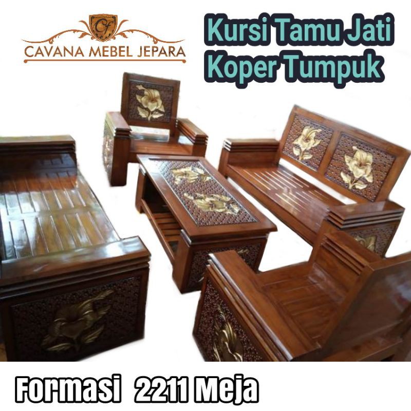 Kursi Tamu Kayu Jati Koper Tumpuk Minimalis cavana mebel jepara