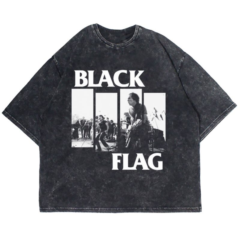 KAOS OVERSIZE BAND BLACK FLAG WASHING VINTAGE TEE ( WASHING T-SHIRT )