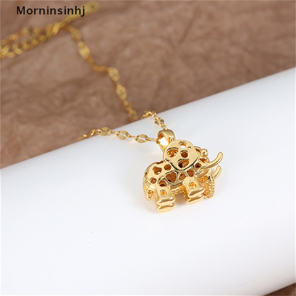 Mornin Kalung Liontin Gajah Cubic Zirconia Wanita Mewah Rantai Anti Karat Aesthetic Statement Vintage Perhiasan Untuk Hadiah Cewek id