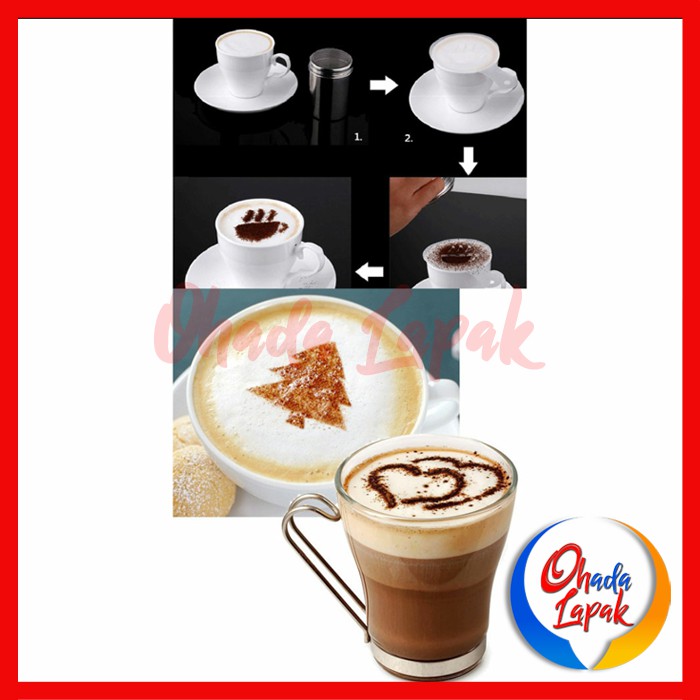 Paket Hemat Cetakan Busa Foam Kopi Latte Art Penabur Bubuk Stensil Kopi Coklat Coffee