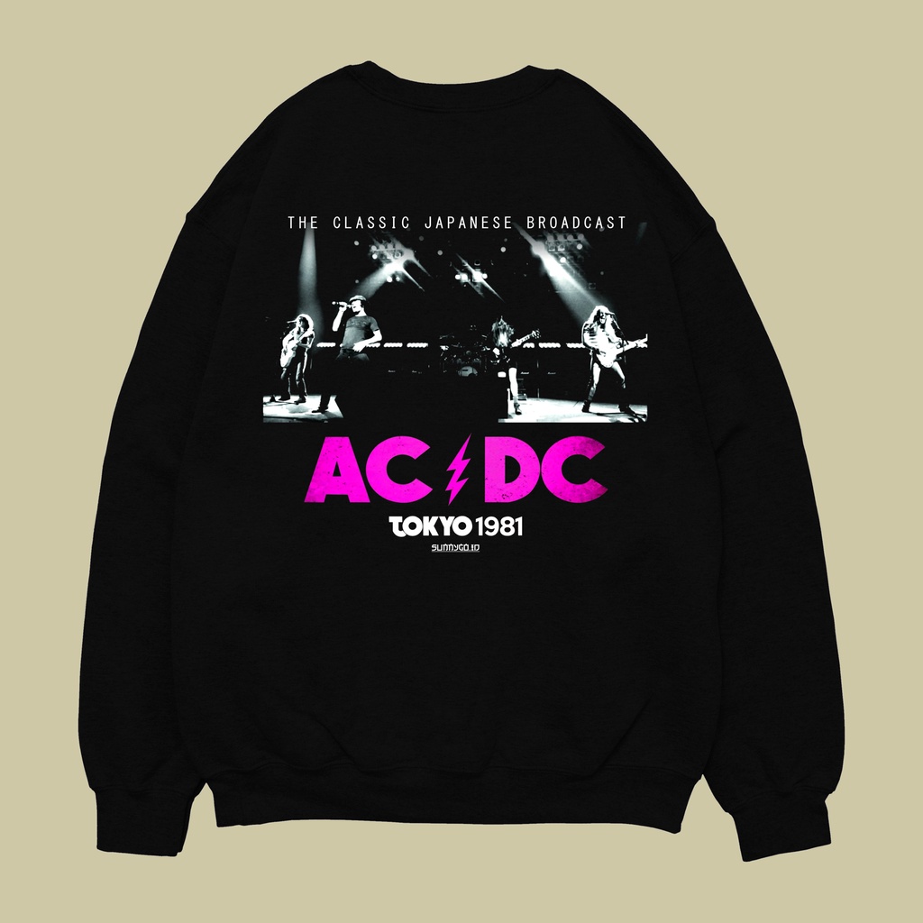 CREWNECK PRIA WANITA BAND ACDC ORIGINAL DISTRO SUNNYGO SWEATER SWITER OVERSIZE HITAM