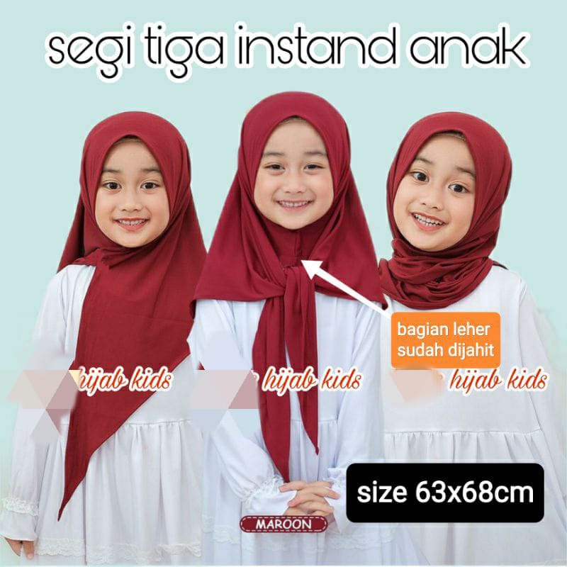 PART I Hijab Segitiga Instan Anak Bahan Jersey PART 1 Ready 20 warna / Jilbab instan anak / Pashmina instan anak jersey