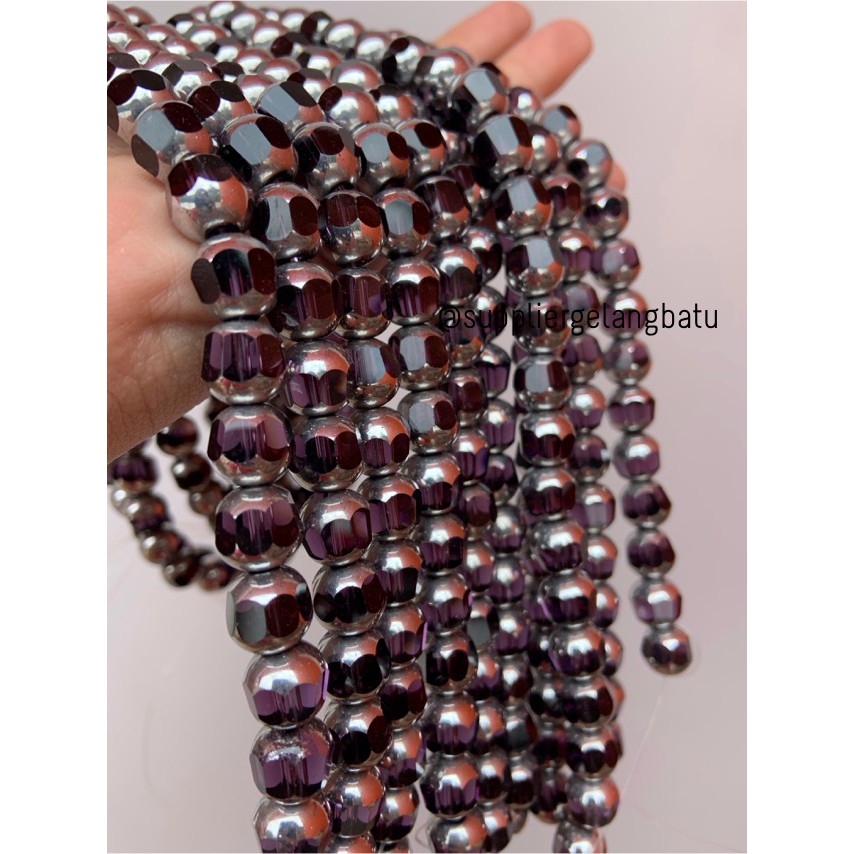 kristal BINGKAI SILVER 10mm ungu purple quartz kuarsa spacer pembatas