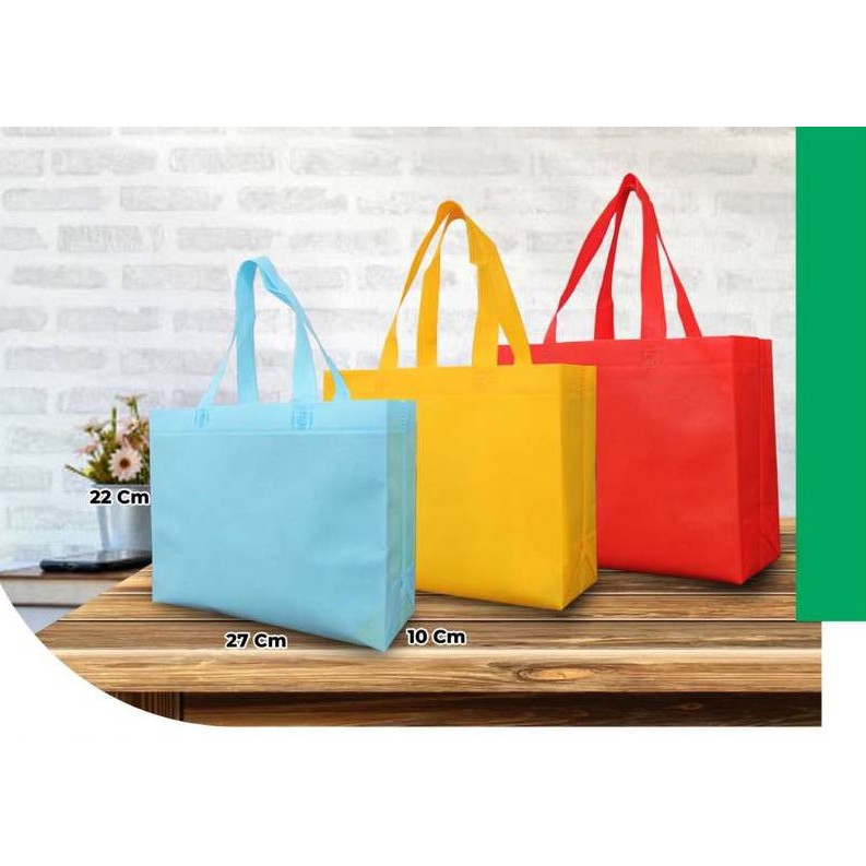 

(12 PCS) Tas Souvenir Spunbond Box Bag Handle Uk. 22 x 27 x 10