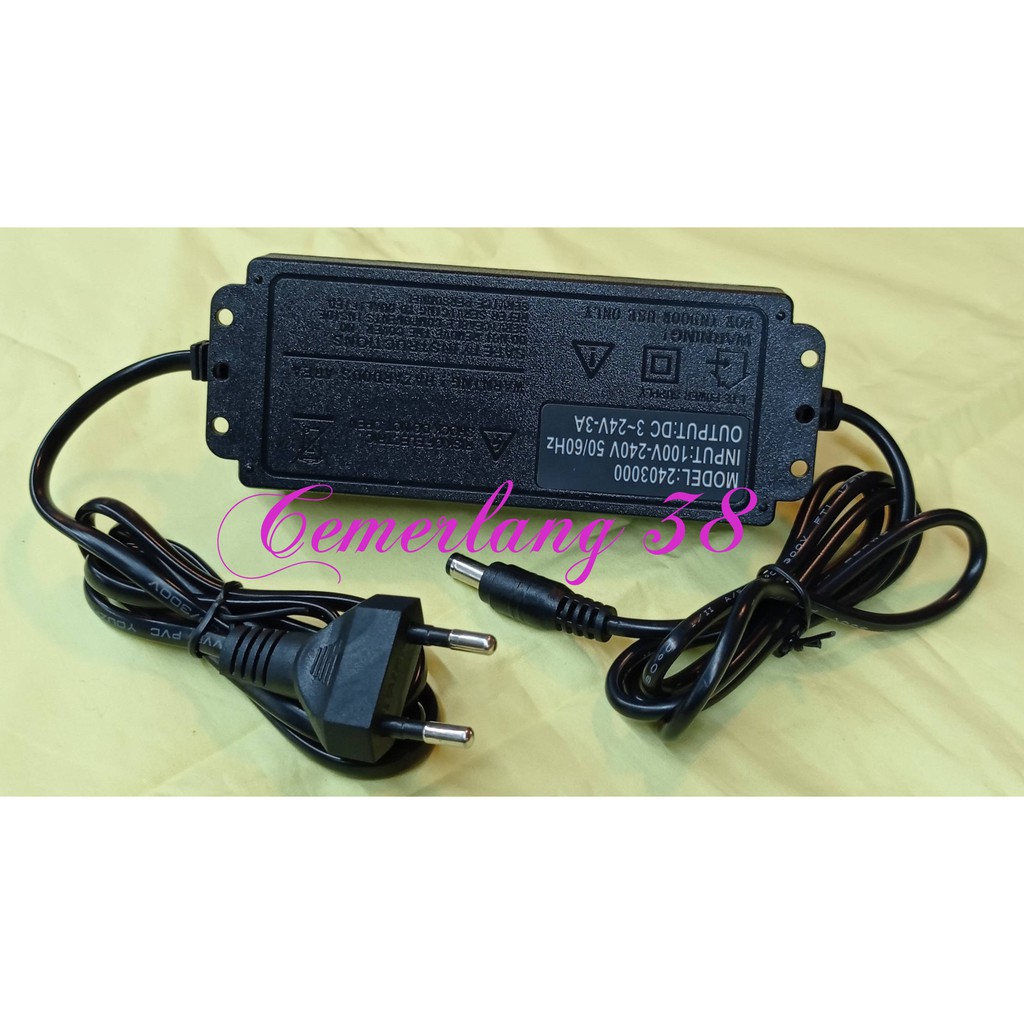 ADAPTOR ADJUSTABLE POWER SUPPLY DC 3V - 24V 3A 72W VOLT LED DISPLAY