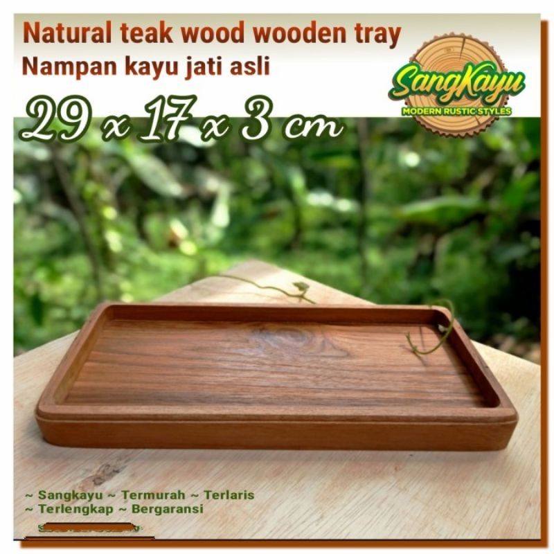 Nampan kayu jati premium 29x17x3cm wooden tray teak wood natural