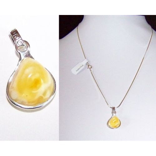 Natural Baltic Amber Pendant Sterling Silver 925 JAR116