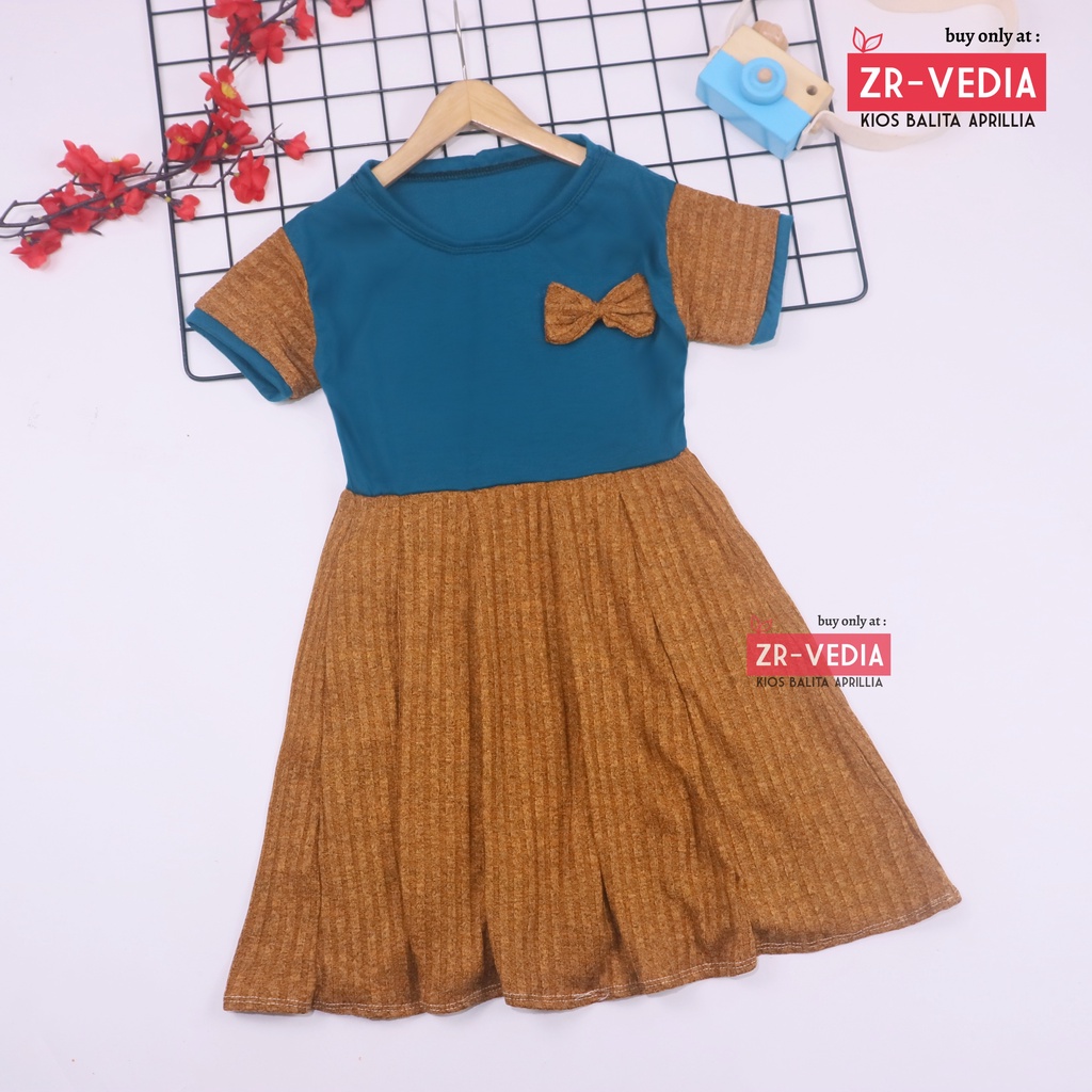 Dress Karin uk 5-6 th / Dres Lengan Murah Grosir Baju Anak Perempuan Harian Gaun Pesta Polos Cewek