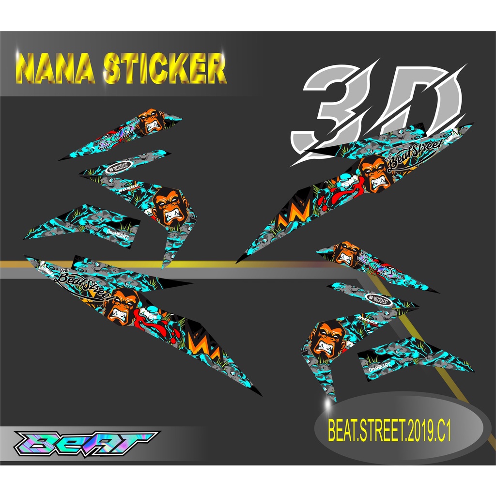 STRIPING VARIASI BEAT STREET 2019  - Sticker Striping Variasi List Honda BEAT STREET 2019 CODE C1
