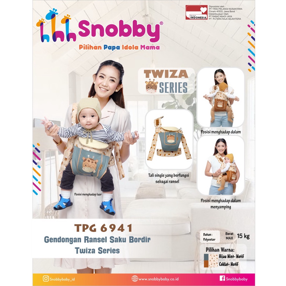 Gendongan depan  ransel saku bordir Twiza series Snobby (TPG 6941)