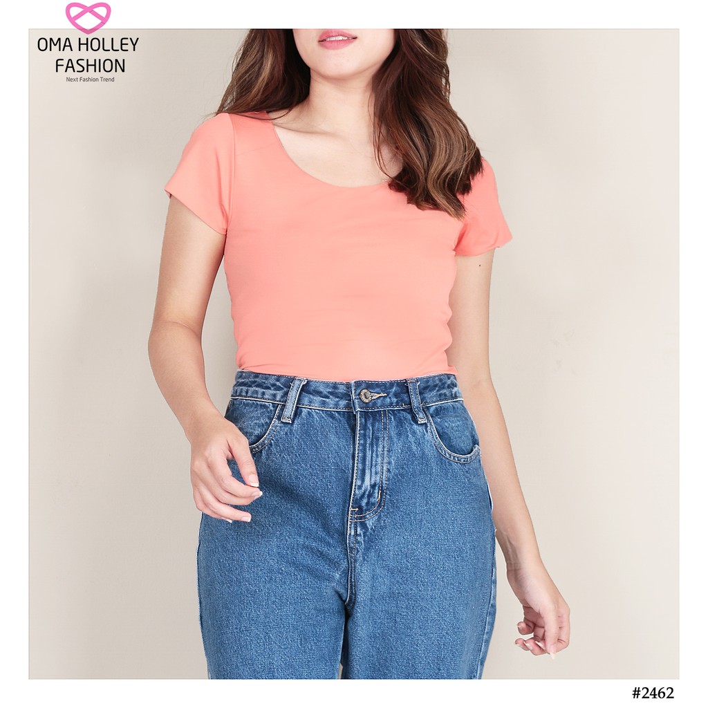 (COD) OH Fashion Kaos Olivia Low Neck Crop Top #2462