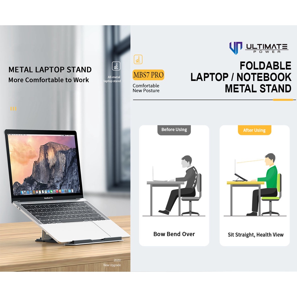 Dudukan Leptop Notebook Macbook Ultimate Foldable Metal Stand MBS7 PRO