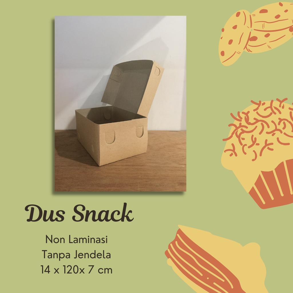 

Dus Snack Non Laminasi Tanpa Jendela 14x10x7cm dus kotak / dus roti / dus barang / dus snack