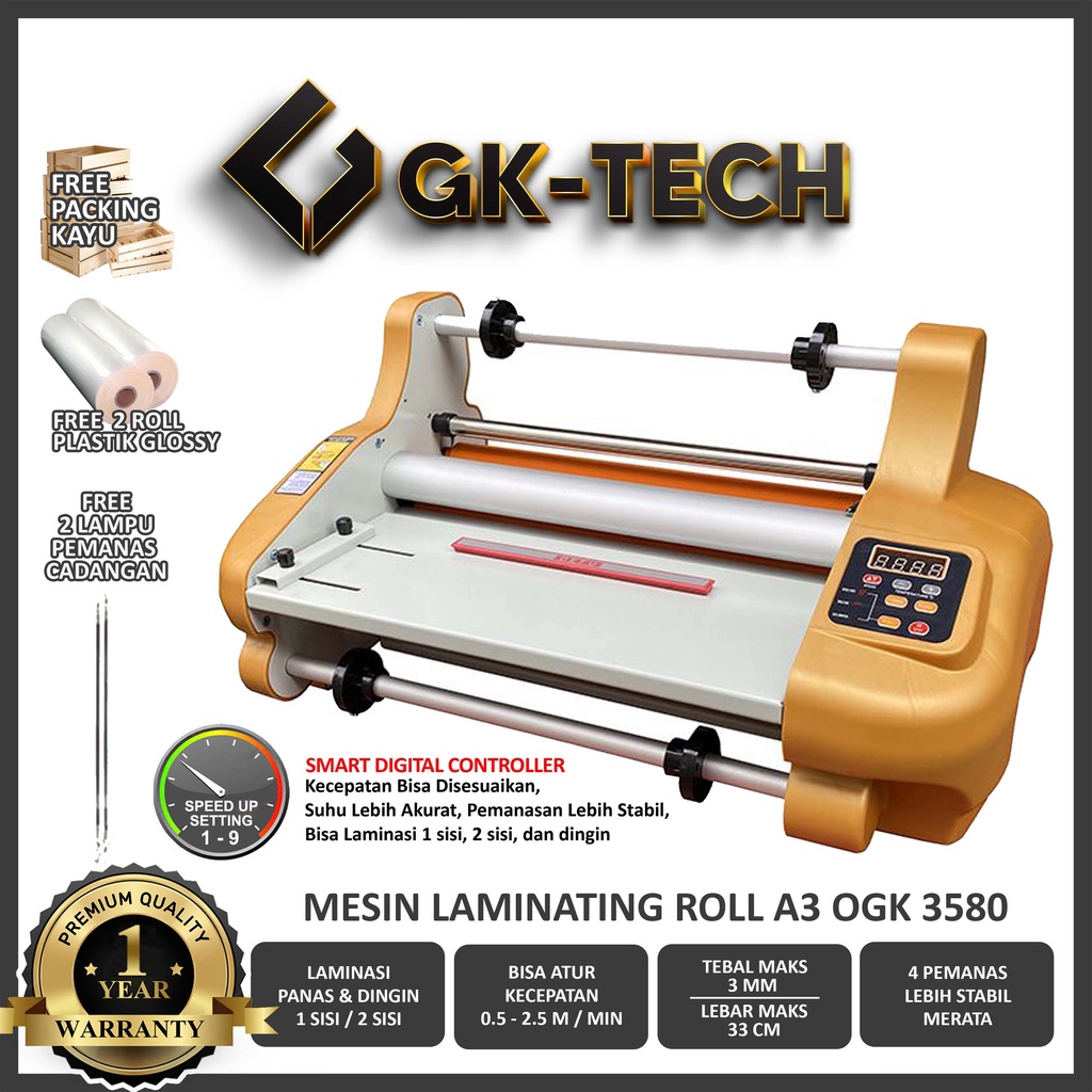 Jual Mesin Laminasi Laminating Roll A3 Rm 350 Hot Panas Cold Dingin Pekanbaru 9703